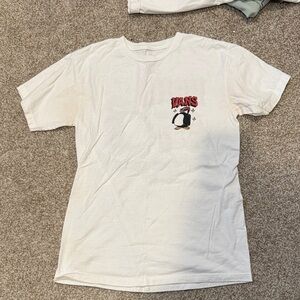 Vans Off-White Tee with Penguin and Red Logo